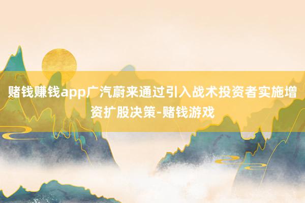赌钱赚钱app广汽蔚来通过引入战术投资者实施增资扩股决策-赌钱游戏